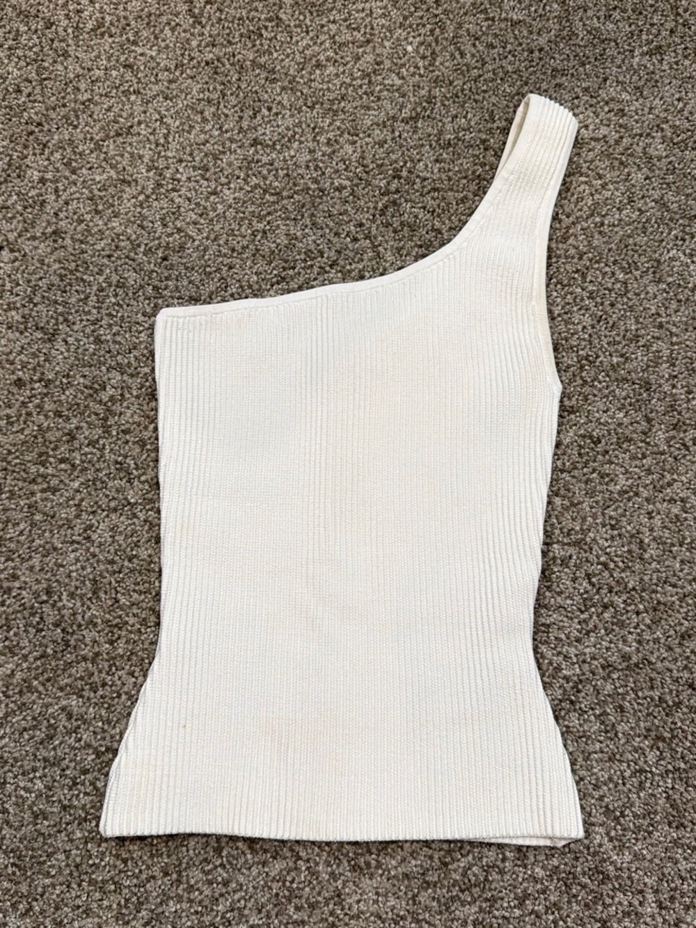 Aritzia One-Shoulder Ribbed Knit Top in Cream